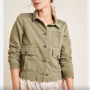 Anthropologie Maisie Chore Cropped Utility Twill Cargo Pocket Jacket Size large